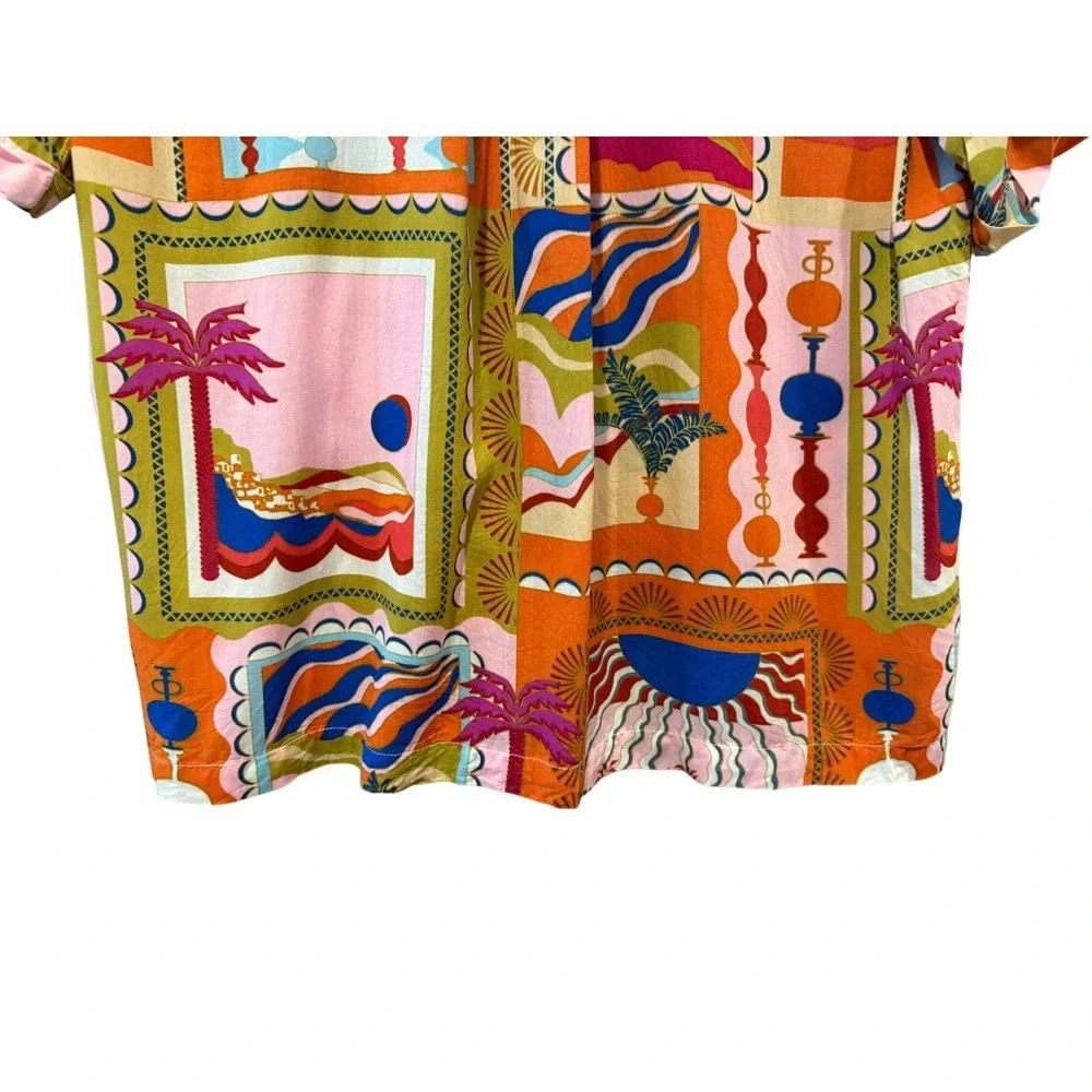 Anthropologie Maeve Bon Voyage Button Down Shirt Womens XS Print Tropical